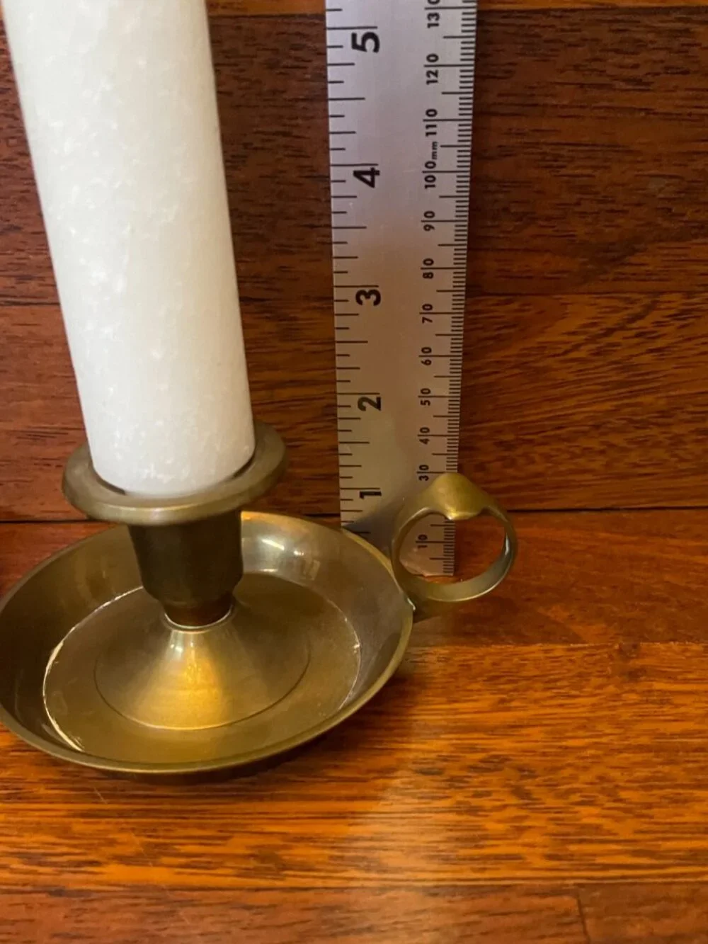 Rustic Solid Brass Antique Finish Round Candle Holders w/ Handle & Drip Pan 2.3